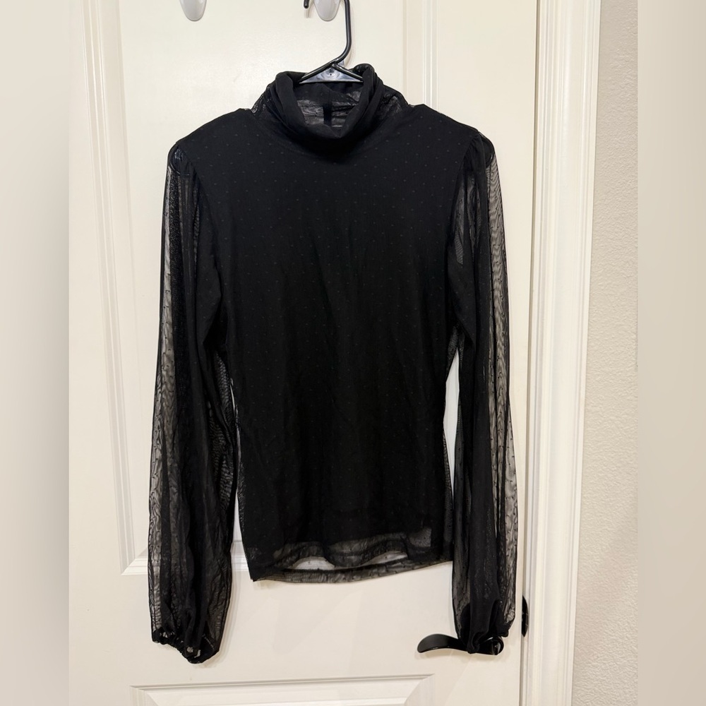 Sanctuary Black Sheer Sleeve Blouse